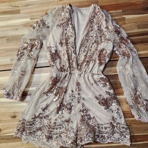 Sequin Nude Romper